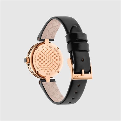 Black Leather Diamantissima Watch, 27mm With Rose Gold